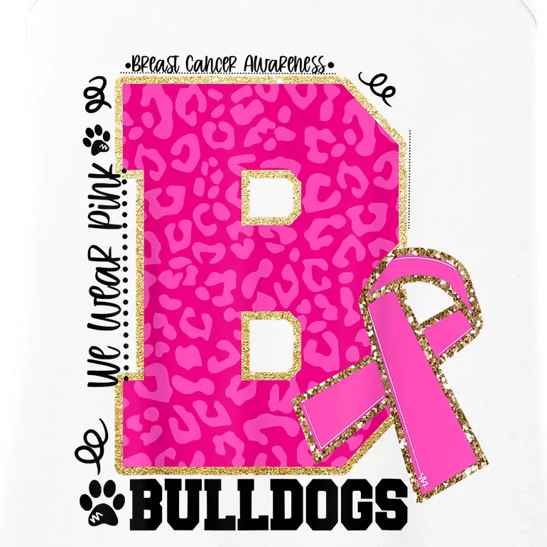 Bulldogs School Spirit Game Day We Wear Pink Breast Cancer Ladies Essential Tank