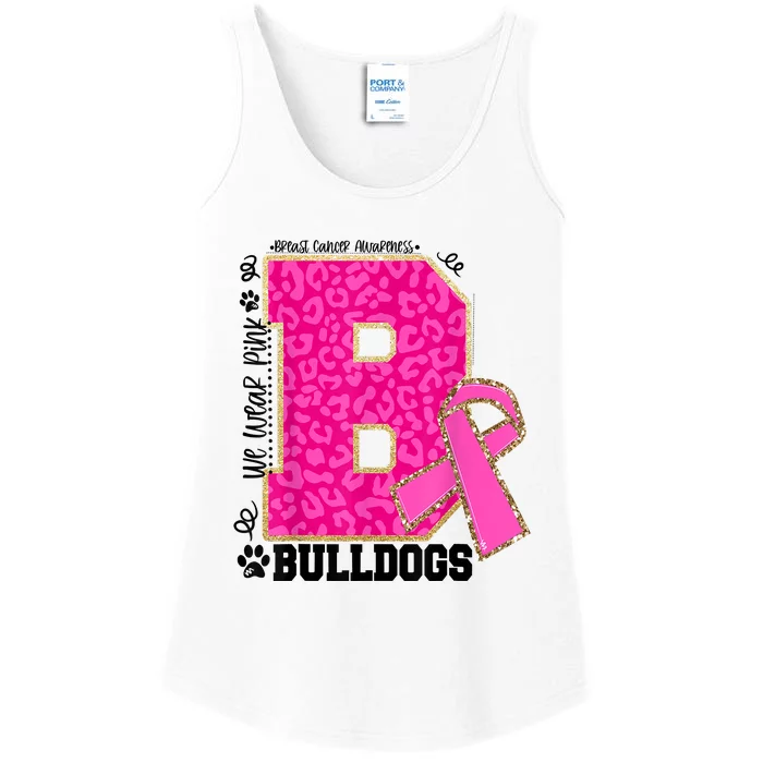 Bulldogs School Spirit Game Day We Wear Pink Breast Cancer Ladies Essential Tank