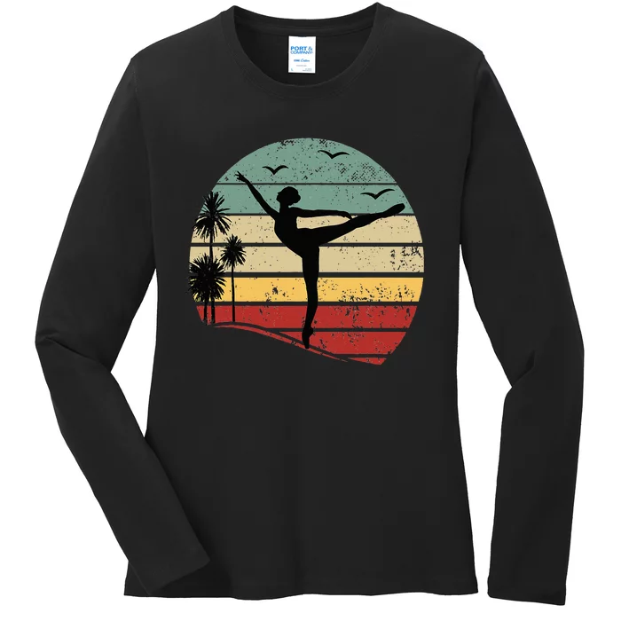 Ballet Silhouette Sunset Ballet Ballet Ballerina Ladies Long Sleeve Shirt