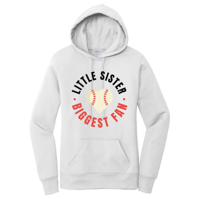 Baseball Sister 's Little Sister Biggest Fan Tee Ball Women's Pullover Hoodie