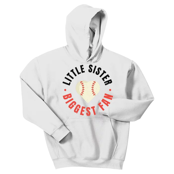 Baseball Sister 's Little Sister Biggest Fan Tee Ball Kids Hoodie