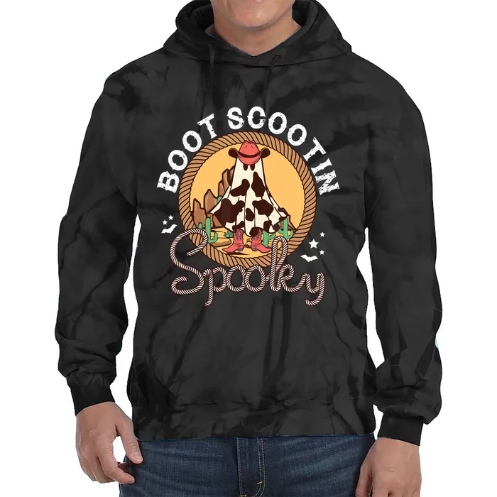 Boot Scootin Spooky Western Halloween Ghost Spooky Season Tie Dye Hoodie