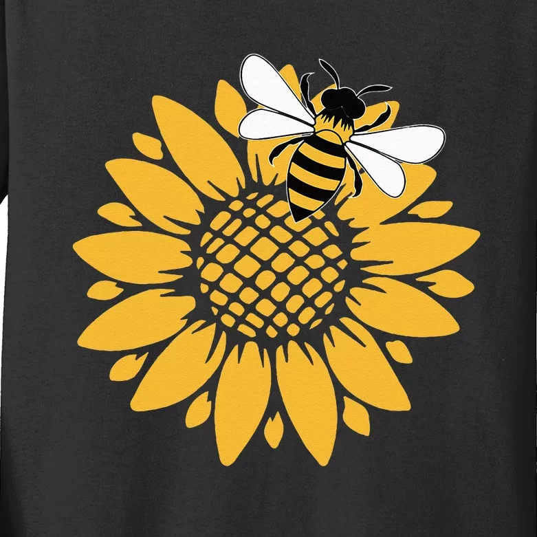 Bumblebee Sunflower Springtime Save The Bees Honeybee Kids Long Sleeve Shirt