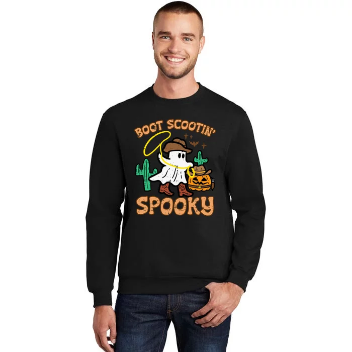 Boot Scootin Spooky Ghost Cowboy Funny Halloween Tall Sweatshirt