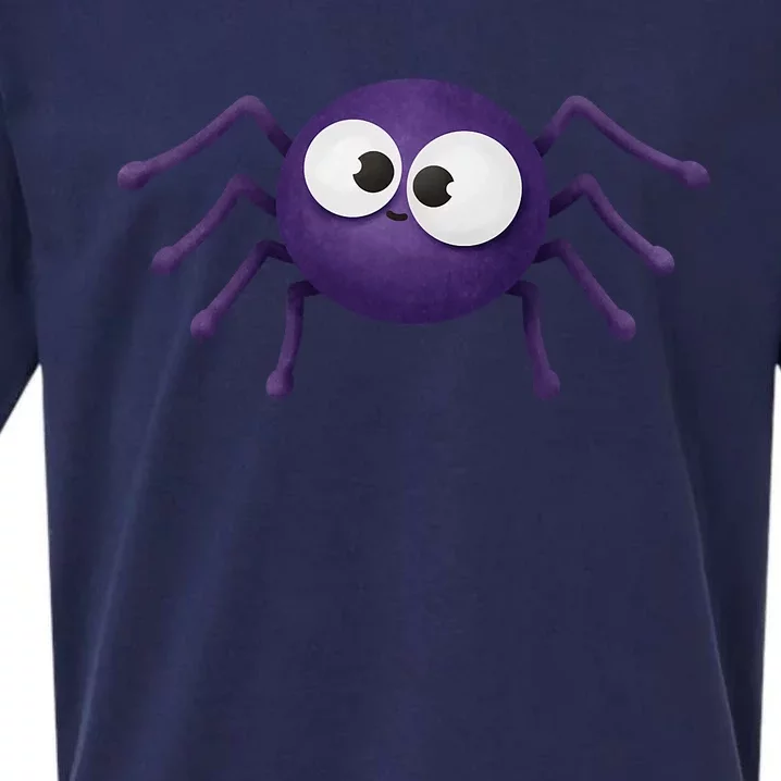 Blue Scary Spider Halloween Sueded Cloud Jersey T-Shirt