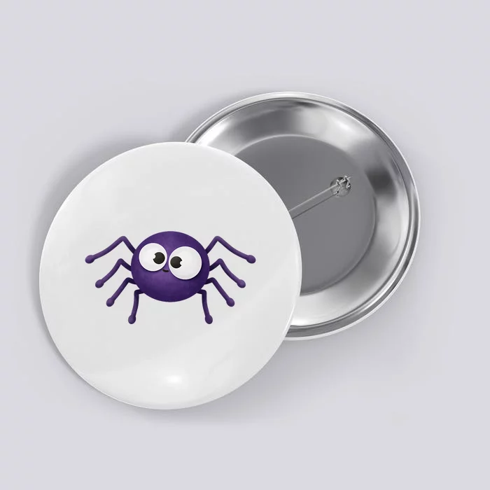 Blue Scary Spider Halloween Button