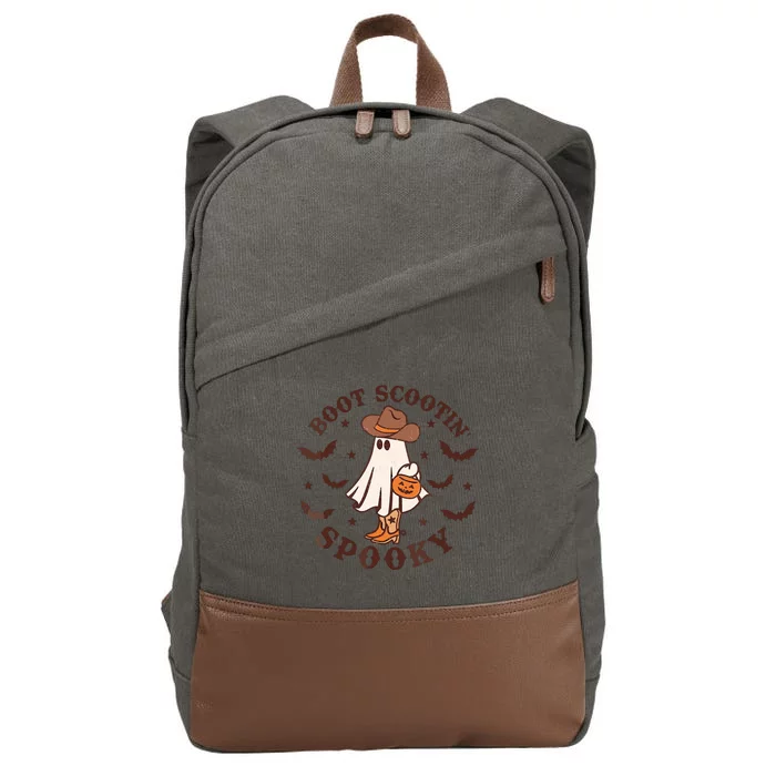 Boot Scootin Spooky Cowboy Ghost Western Halloween Cute Spooky Cotton Canvas Backpack