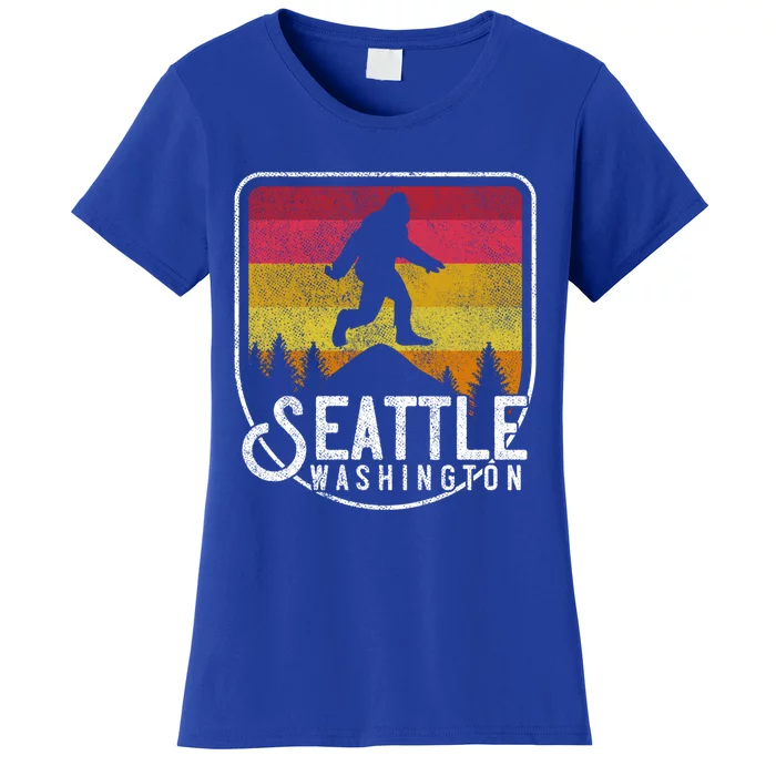 Bigfoot Sasquatch Seattle Washington Retro Hiking Outdoors Cute Gift Women's T-Shirt