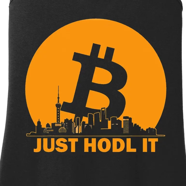 Bitcoin Shanghai Skyline Shanghai Bitcoin Maximalist Ladies Essential Tank