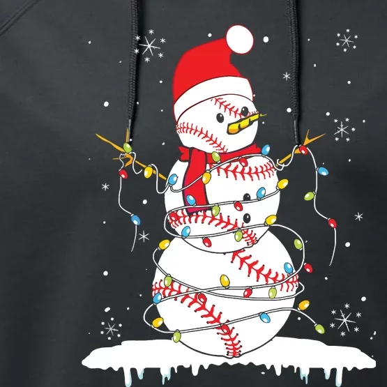 Baseball Snowman Santa Hat Christmas Baseball Player Gift Performance Fleece Hoodie