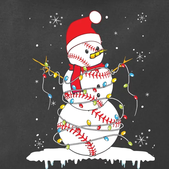 Baseball Snowman Santa Hat Christmas Baseball Player Gift Zip Tote Bag