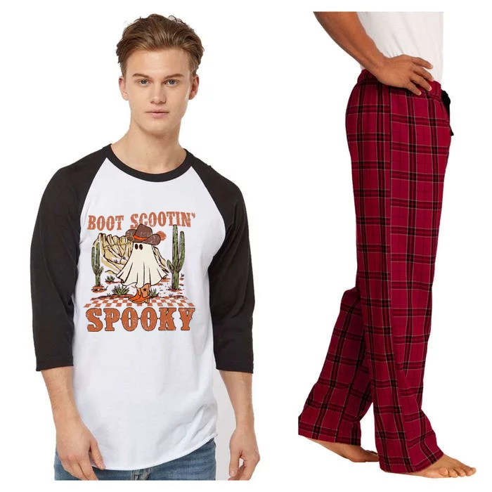 Boot Scootin Spooky Western Halloween Ghost Spooky Season Raglan Sleeve Pajama Set