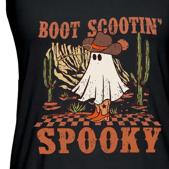 Boot Scootin Spooky Western Halloween Ghost Spooky Season Ladies Essential Flowy Tank