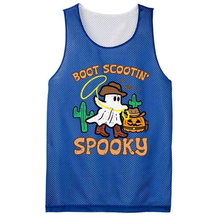 Boot S.cootin' Spooky Ghost Cowboy Funny Halloween Mesh Reversible Basketball Jersey Tank