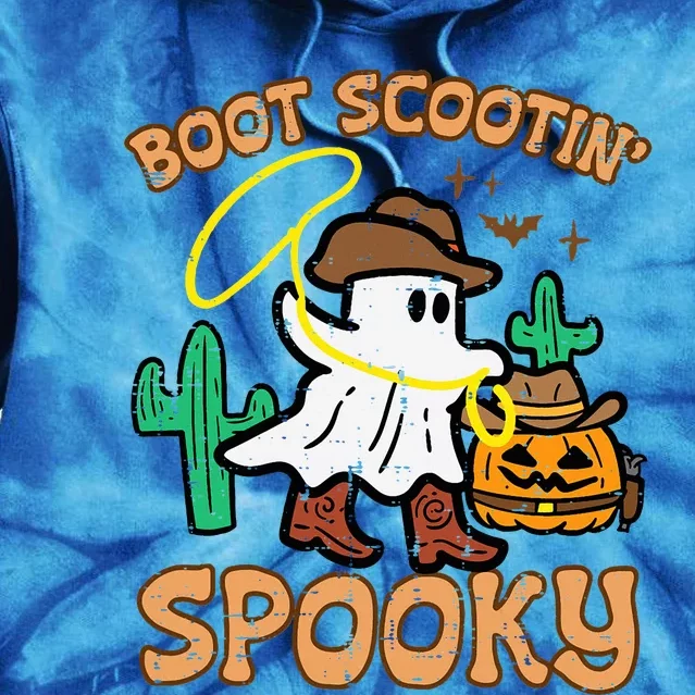 Boot S.cootin' Spooky Ghost Cowboy Funny Halloween Tie Dye Hoodie