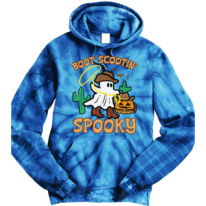 Boot S.cootin' Spooky Ghost Cowboy Funny Halloween Tie Dye Hoodie