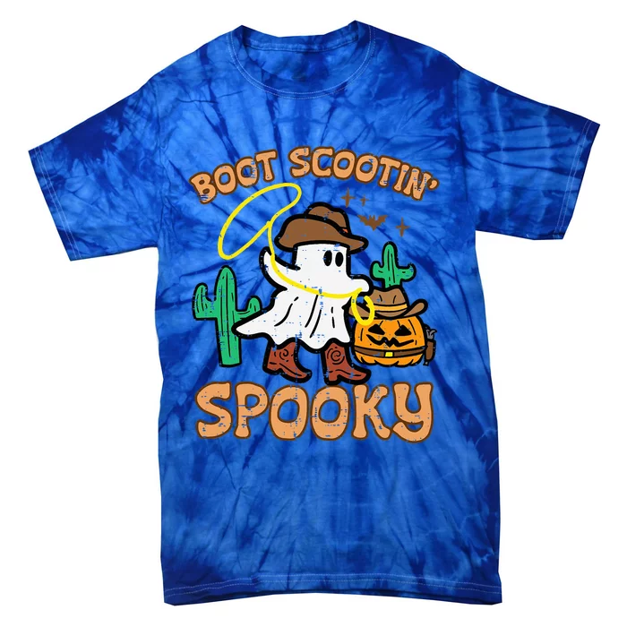 Boot S.cootin' Spooky Ghost Cowboy Funny Halloween Tie-Dye T-Shirt