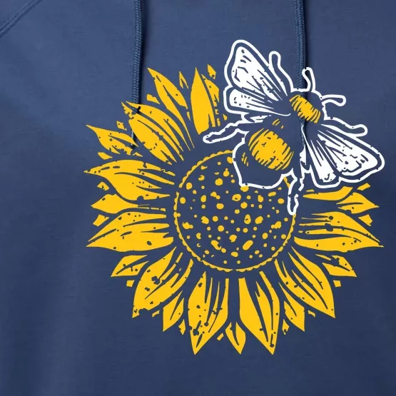 Bumblebee Sunflower Springtime Save The Bees Honeybee Performance Fleece Hoodie