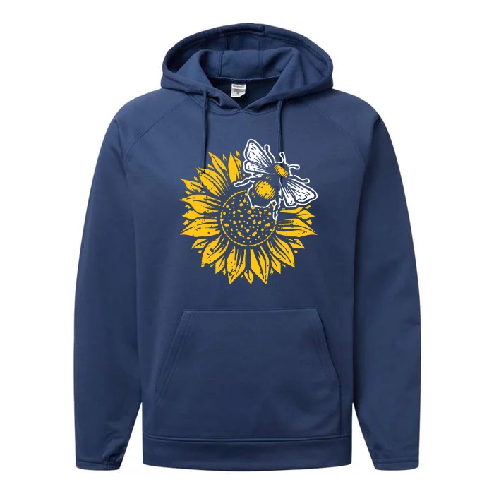 Bumblebee Sunflower Springtime Save The Bees Honeybee Performance Fleece Hoodie