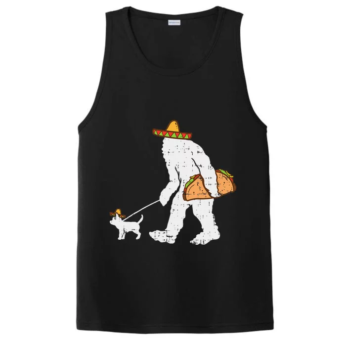 Bigfoot Sasquatch Taco Chihuahua Funny Cinco De Mayo Mexican Performance Tank