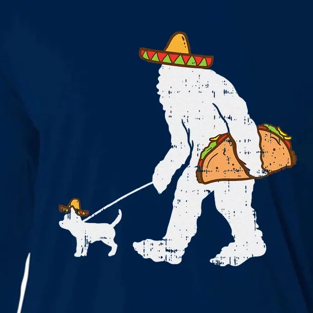 Bigfoot Sasquatch Taco Chihuahua Funny Cinco De Mayo Mexican Cooling Performance Long Sleeve Crew