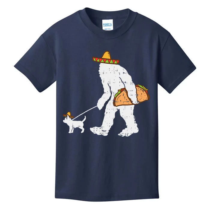 Bigfoot Sasquatch Taco Chihuahua Funny Cinco De Mayo Mexican Kids T-Shirt