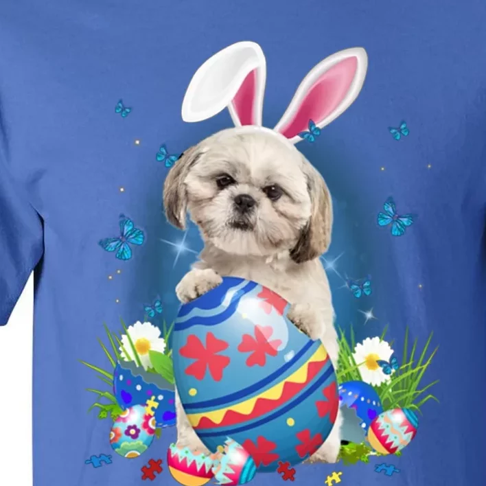 Bunny Shih Tzu With Egg Basket Easter Flower Hunting Egg Gift Tall T-Shirt