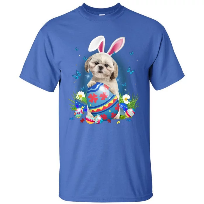 Bunny Shih Tzu With Egg Basket Easter Flower Hunting Egg Gift Tall T-Shirt