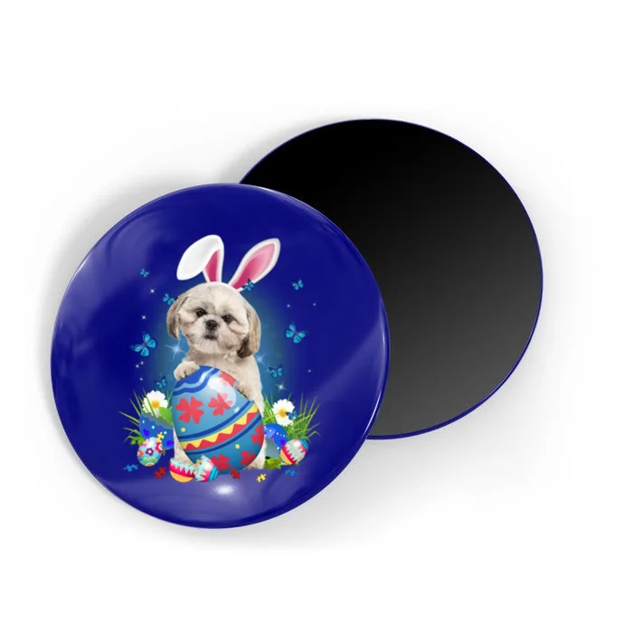 Bunny Shih Tzu With Egg Basket Easter Flower Hunting Egg Gift Magnet