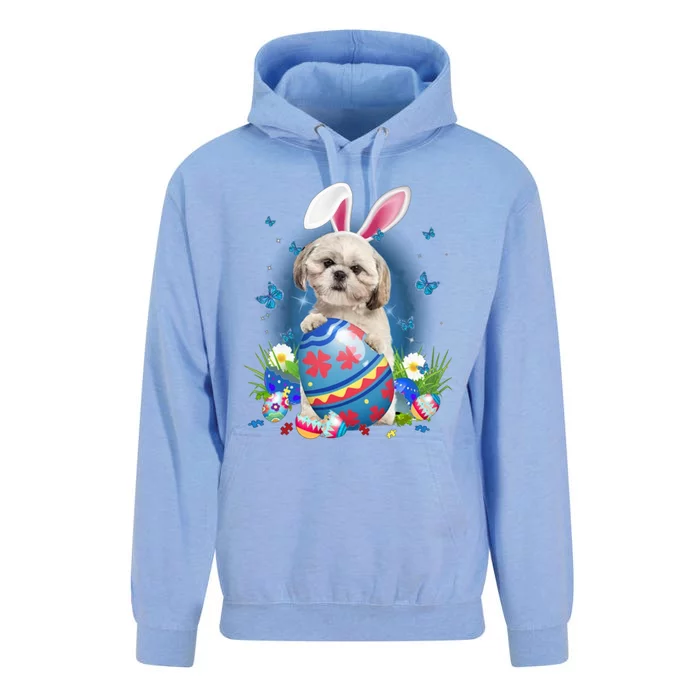 Bunny Shih Tzu With Egg Basket Easter Flower Hunting Egg Gift Unisex Surf Hoodie