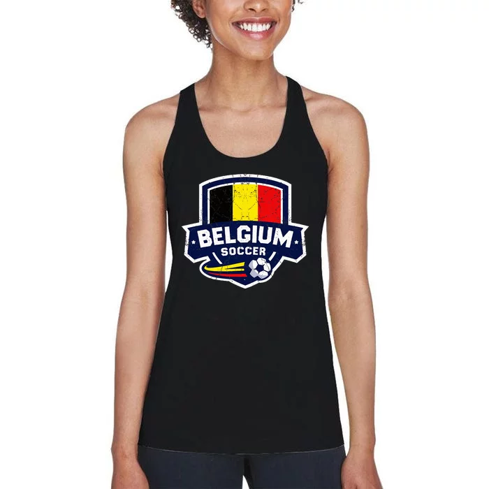 Belgium Soccer Team Lover Belgian Flag Patriotic Women's Racerback Tank