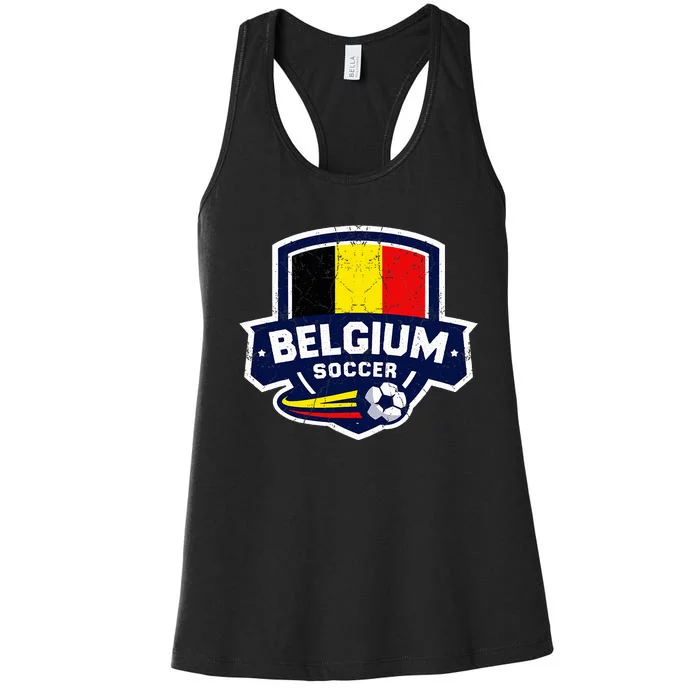 Belgium Soccer Team Lover Belgian Flag Patriotic Women's Racerback Tank