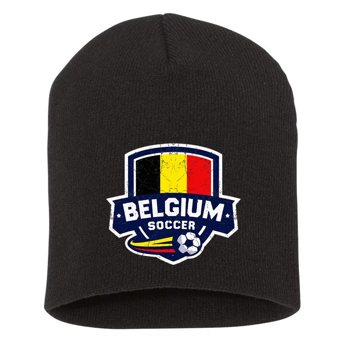 Belgium Soccer Team Lover Belgian Flag Patriotic Short Acrylic Beanie