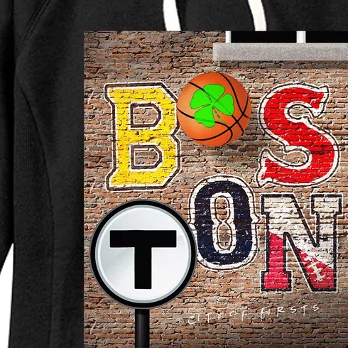 Boston Sports Teams Fan Football Baseball Hockey Basketball Women's Fleece Hoodie