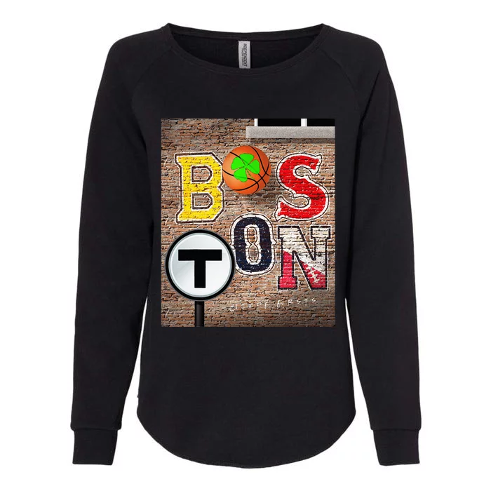 Boston Sports Teams Fan Football Baseball Hockey Basketball Womens California Wash Sweatshirt