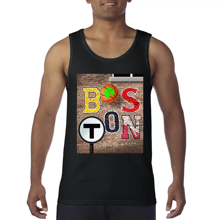 Boston Sports Teams Fan Football Baseball Hockey Basketball Tank Top