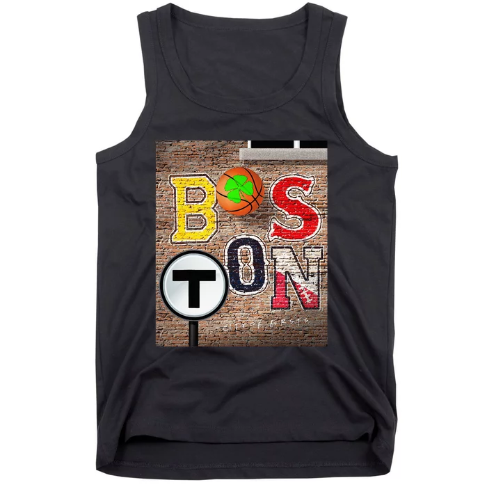 Boston Sports Teams Fan Football Baseball Hockey Basketball Tank Top