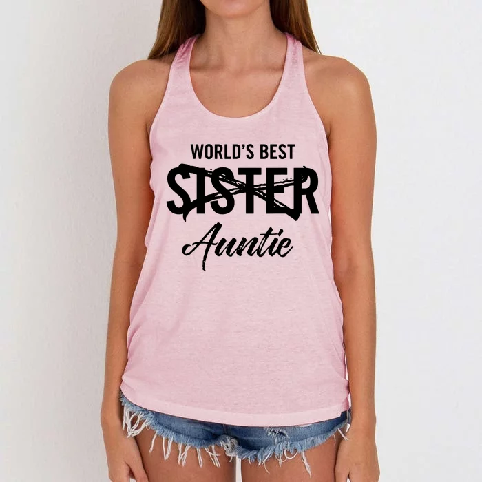 Best Sister To Aunt Pregnancy Announcement Women's Knotted Racerback Tank