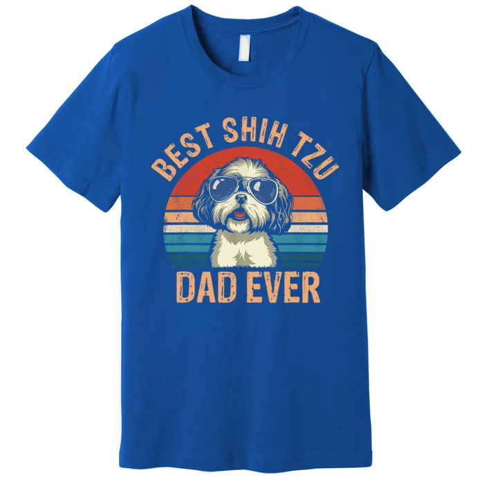 Best Shih Tzu Dad Ever Fathers Day Vintage Shih Tzu Lovers Great Gift Premium T-Shirt