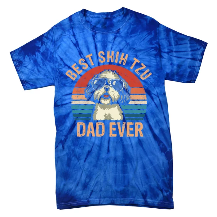 Best Shih Tzu Dad Ever Fathers Day Vintage Shih Tzu Lovers Great Gift Tie-Dye T-Shirt