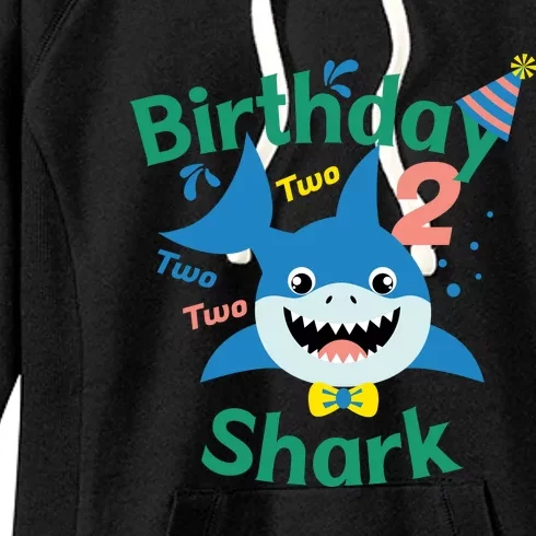 Birthday Shark Two Two Two 2nd Birthday Party Women's Fleece Hoodie