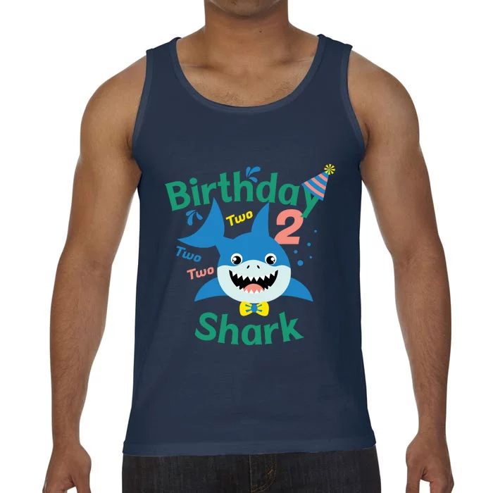 Birthday Shark Two Two Two 2nd Birthday Party Comfort Colors® Tank Top