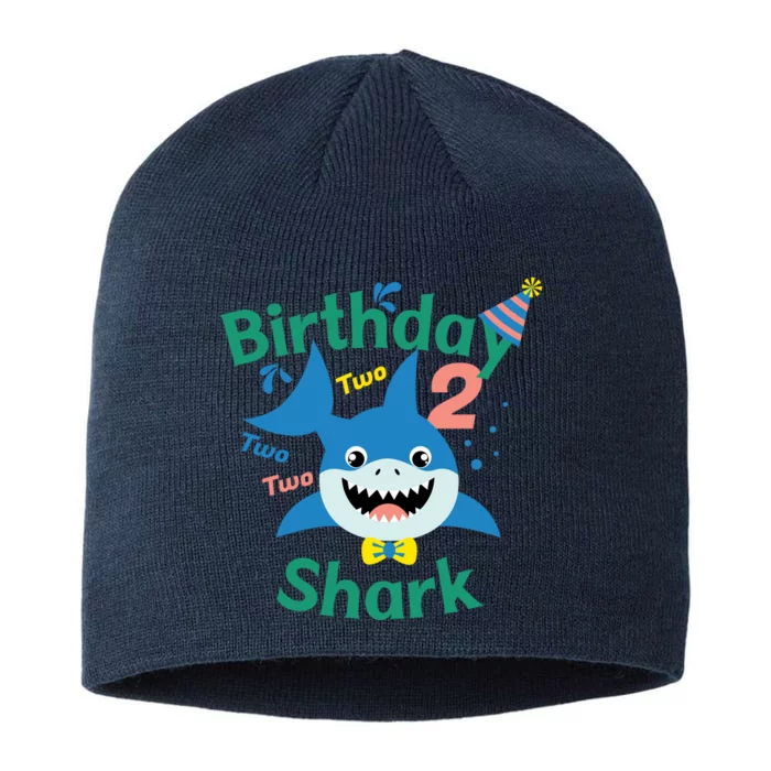 Birthday Shark Two Two Two 2nd Birthday Party 8 1/2in Sustainable Knit Beanie