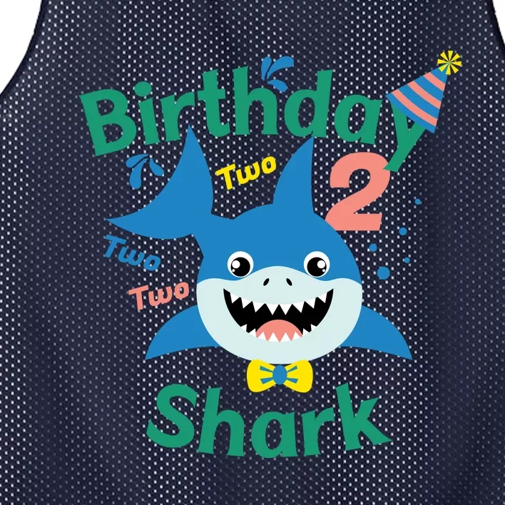 Birthday Shark Two Two Two 2nd Birthday Party Mesh Reversible Basketball Jersey Tank