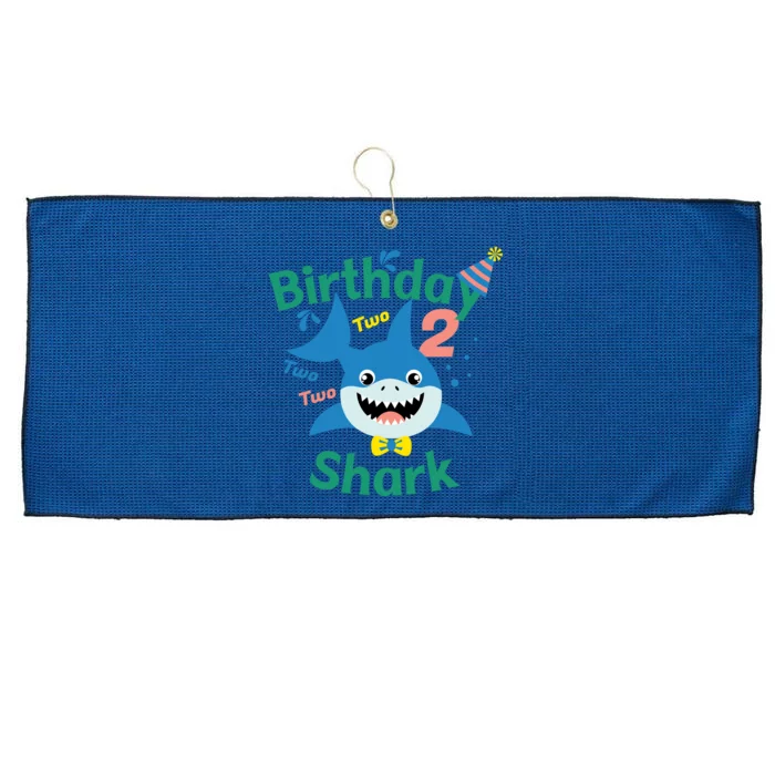 Birthday Shark Two Two Two 2nd Birthday Party Large Microfiber Waffle Golf Towel