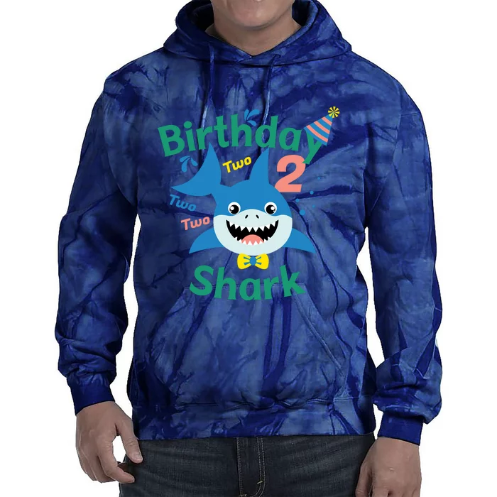 Birthday Shark Two Two Two 2nd Birthday Party Tie Dye Hoodie