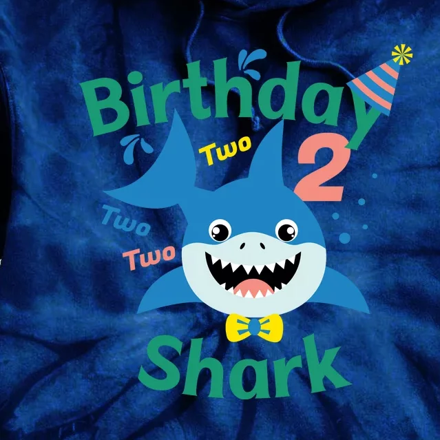 Birthday Shark Two Two Two 2nd Birthday Party Tie Dye Hoodie