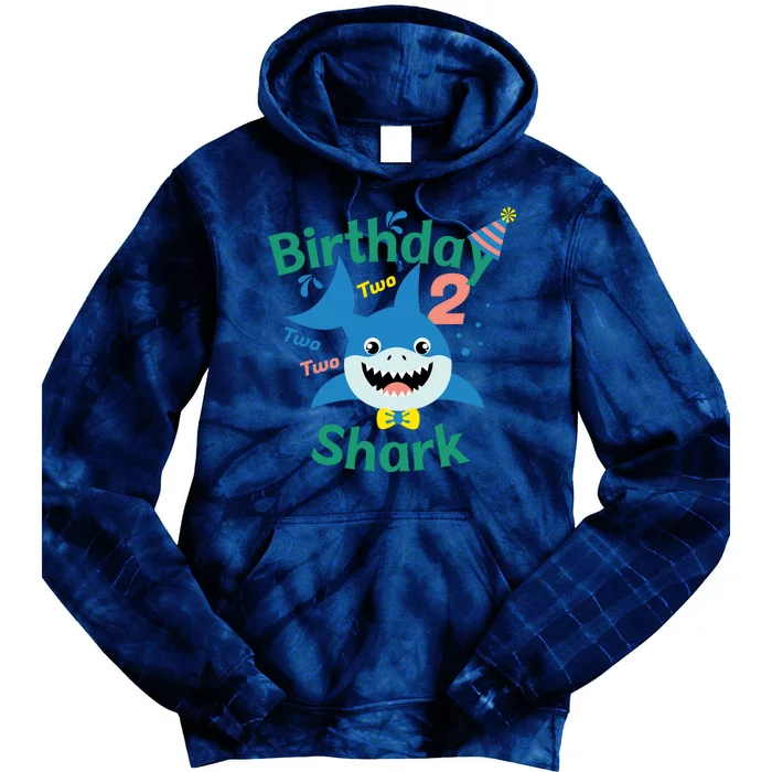 Birthday Shark Two Two Two 2nd Birthday Party Tie Dye Hoodie