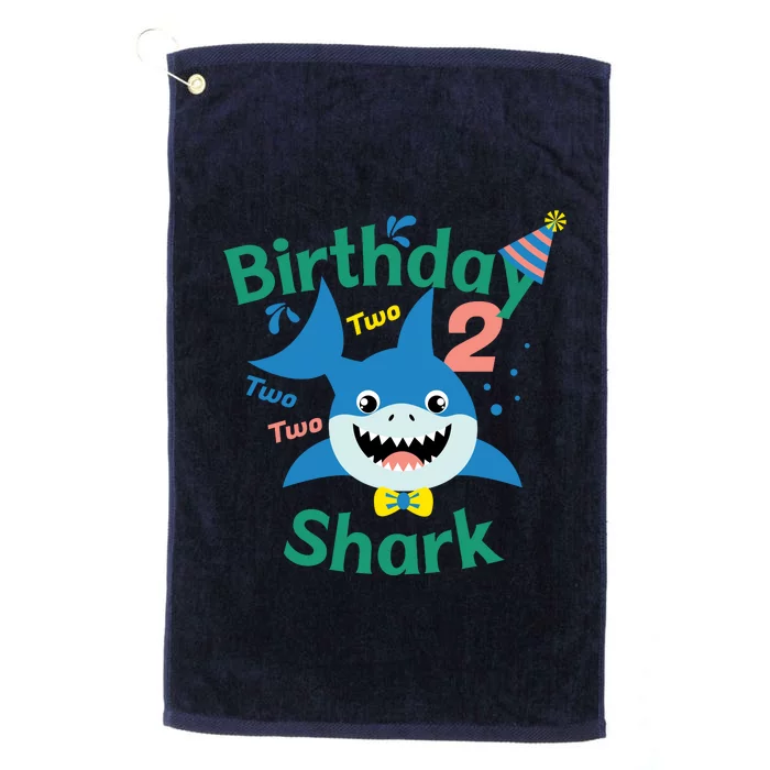 Birthday Shark Two Two Two 2nd Birthday Party Platinum Collection Golf Towel