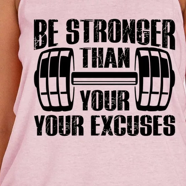 Be Stronger Than Your Excuses Motivational Workout Fitness Gift Women's Knotted Racerback Tank